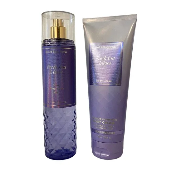 Bath and Body Works Fresh Cut Lilacs Fine Fragrance Mist& Body Cream Set of 2 - Picture 2 of 4